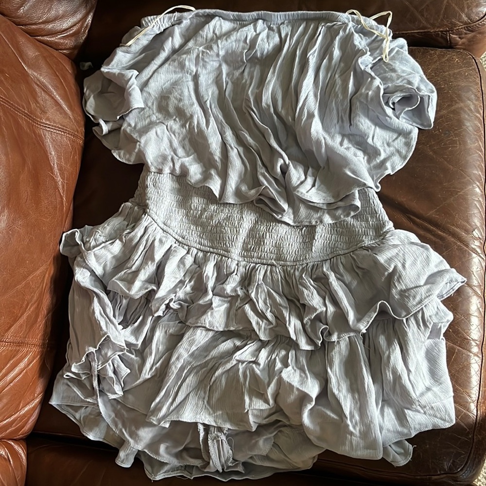 NWT strapless mustard seed ruffle-open back romper